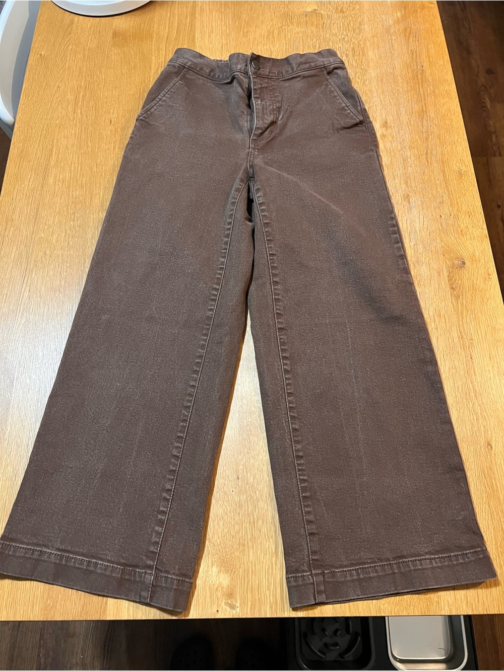 OAK + FORT Relaxed Wide-Leg Jeans in Dark Brown